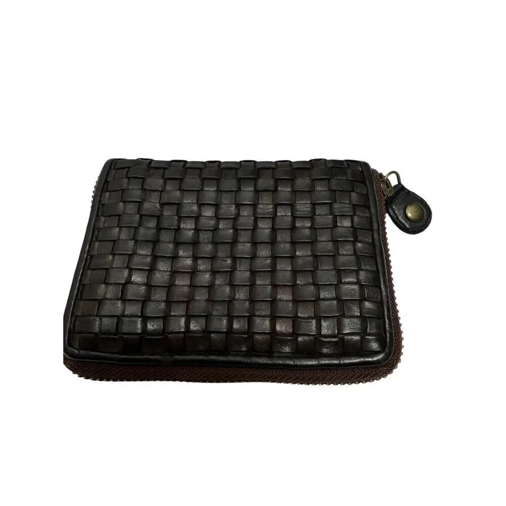 Ashwood Small Leather Dark Brown Zip Wallet